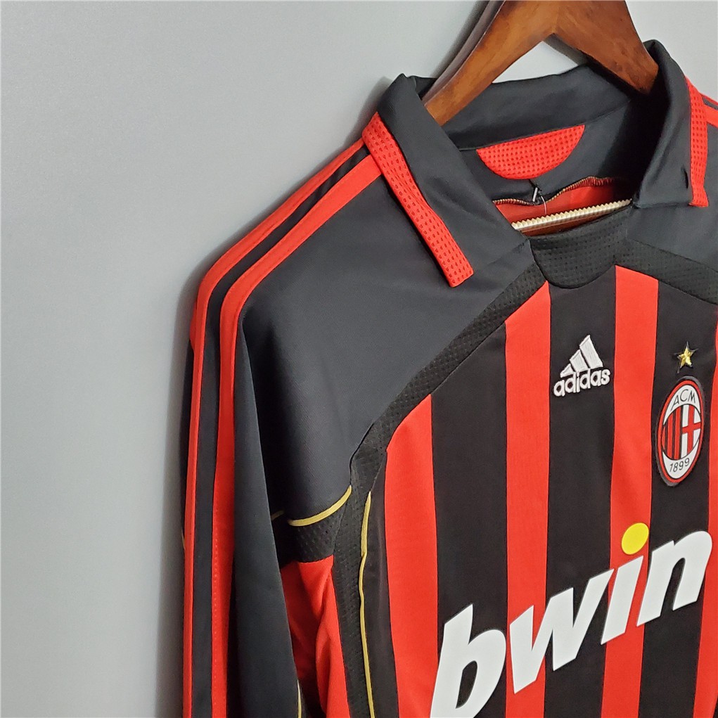 Áo Thun Đá Banh Đội Ac Milan Tay Dài Phong Cách Retro Cho Nam 06-07