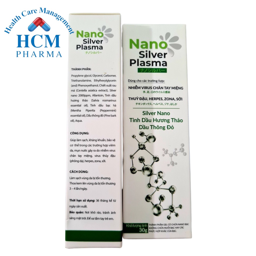 Hỗ trợ tay chân miệng ở trẻ em kem bôi da NANO SILVER PLASMA tuýp 30g dùng khi thủy đậu, sởi, zona HCM PHARMA DHG10