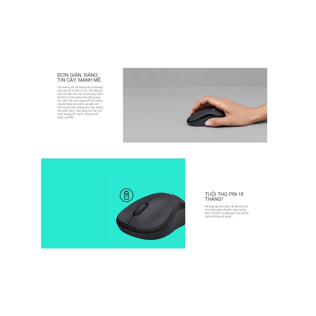 Chuột Không Dây Logitech M220 Nhỏ Gọn Thiết Kế Trẻ Trung, Hỏa tốc
