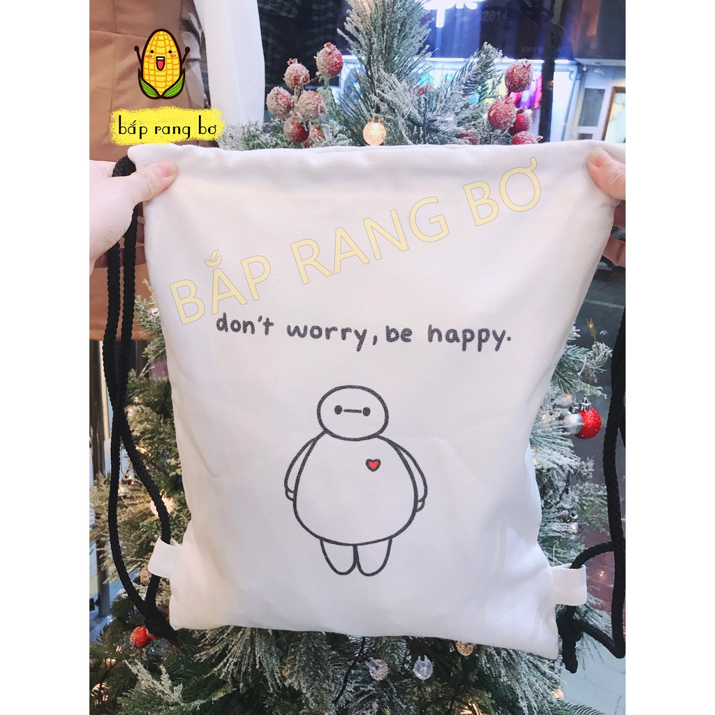 [Mã FAMAYWA giảm 10K đơn 50K] TÚI TOTE BALO DÂY RÚT HAPPY - VẢI CANVAS