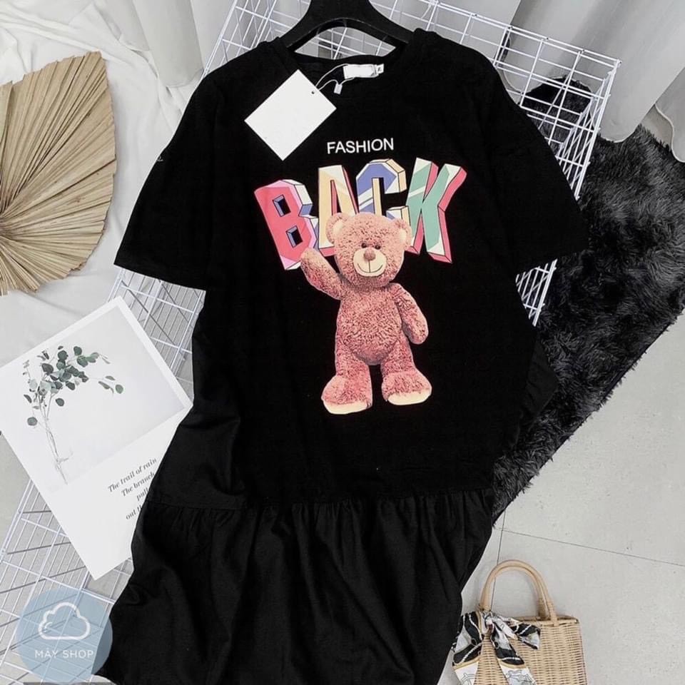 (Hàng chuẩn) Váy xuông dài, Váy xuông chất cotton VÁY XUÔNG ĐEN ĐUÔI CÁ IN GẤU CHO NỮ GIÁ TỐT - Hàng mới về
