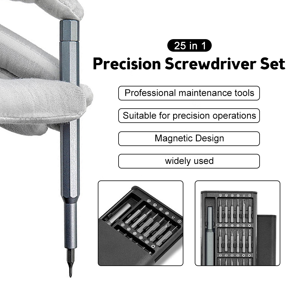 Set tua vít ZIQQUCU cỡ mini thiết kế 25 trong 1 dùng để sửa chữa điện tử/ mắt kính/ đồng hồ/ PC