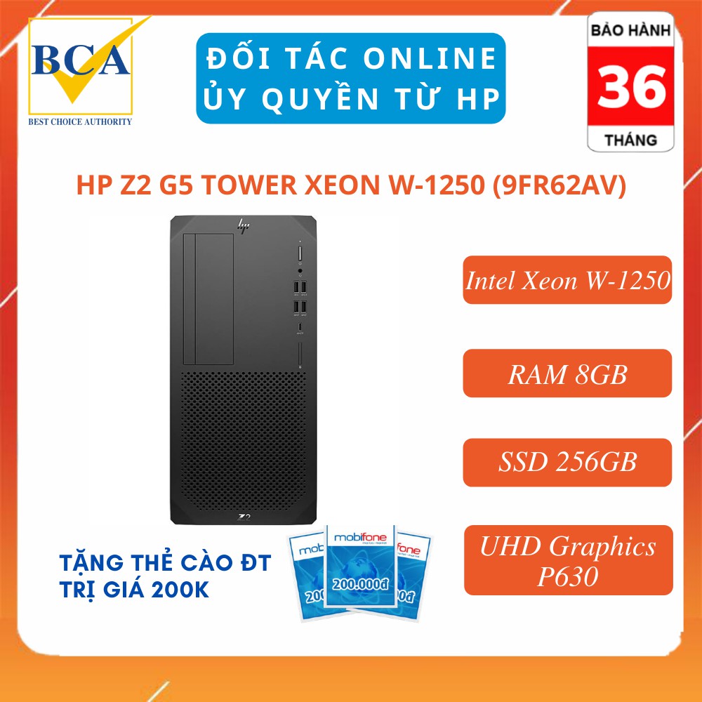 Máy trạm HP Z2 G5 Tower Xeon W-1250 (3.30 GHz/12MB) Workstation - 9FR62AV