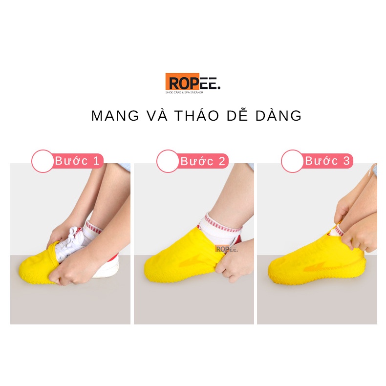 Bọc giày đi mưa silicon, bao trùm giày ủng đi mưa co dãn chống thấm nước, chống trơn trượt, bền bỉ