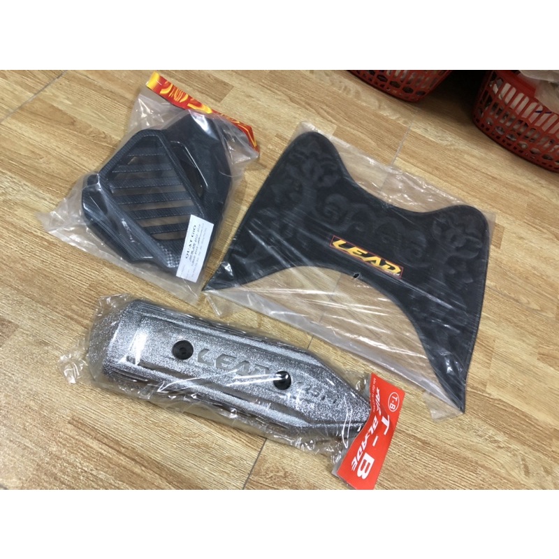 Giá trọn bộ 3 món ốp xe LEAD 2013->2015 bao gồm có Sàn chân +Ốp quạt gió +Ốp pô (cao cấp giá rẻ )