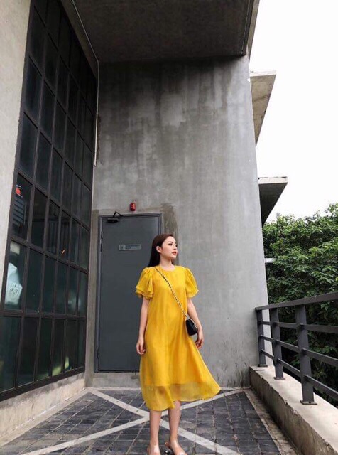 Váy bầu công sở Aidenshop đầm bầu thời trang thiết kế dự tiệc chất lụa tơ đẹp 45-65kg có video