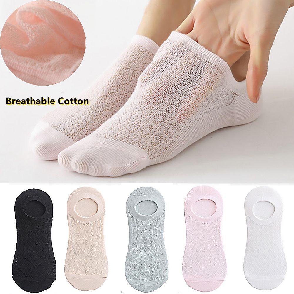 Set 1/5 Đôi Tất Cotton Cổ Thấp Thoải Mái Thời Trang Mùa Hè Cho Nữ