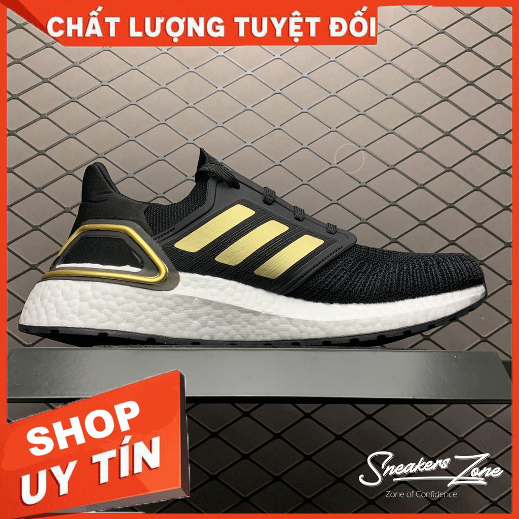 (FREE SHIP + HỘP + QUÀ) Giày thể thao nam nữ ULTRA BOOST 6.0 đen vạch vàng Ultra boost 2020 siêu đẹp cho nam và nữ