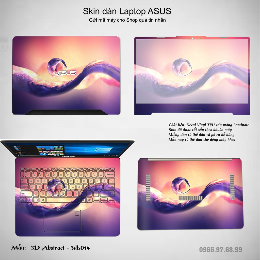 Skin dán Laptop Asus in hình 3D Abstract (inbox mã máy cho Shop)