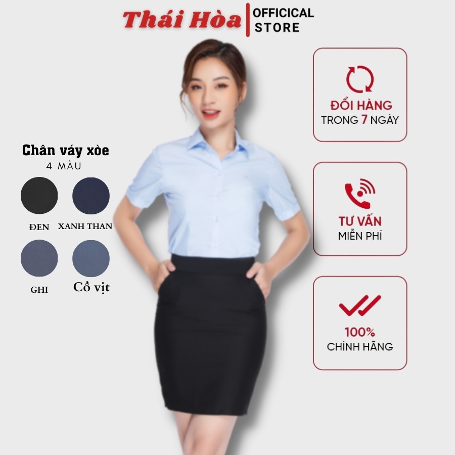 Chân váy công sở dáng ôm vải cotton lanh Juyp nữ thời trang Thái Hòa 2J883
