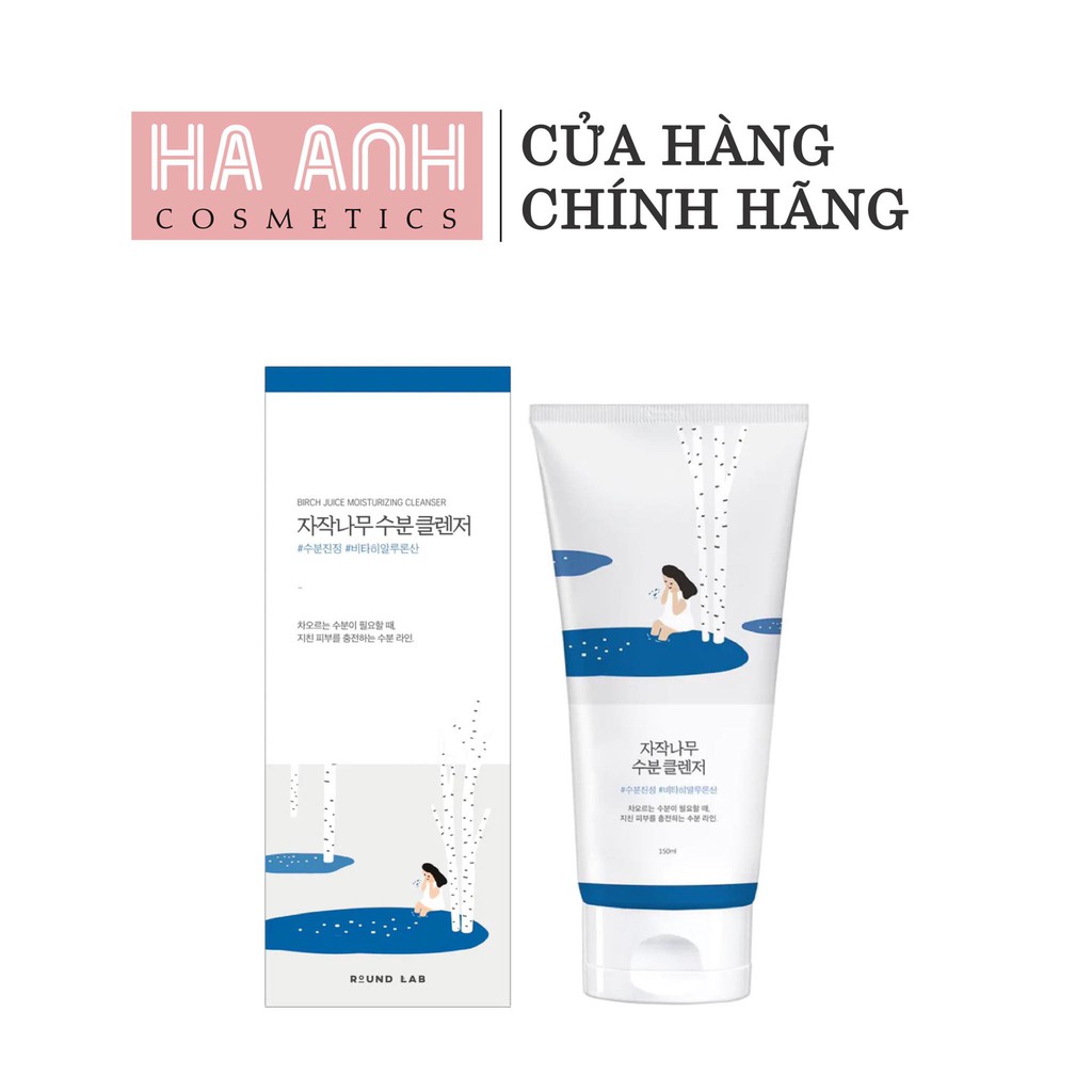 Sữa Rửa Mặt Round lab Birch Juice Moisturizing Cleanser Cấp Ẩm Chiết Xuất Nhựa Cây Bạch Dương 150ml