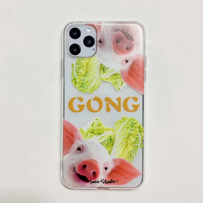 Ốp điện thoại TPU trong suốt hình con heo cho iPhone 11 Pro SE 2020 X XR XS Max 7 8 Plus