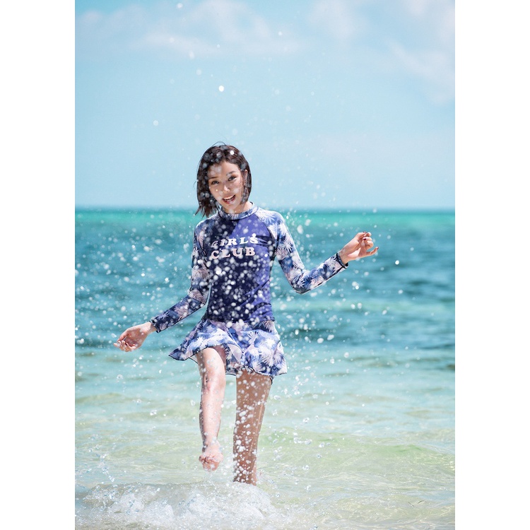 (Có big size 65kg) Đồ bơi, bikini 2 mảnh tay dài hoa lá chống nắng quần váy kín đáo ,bộ bơi học bơi đi biển