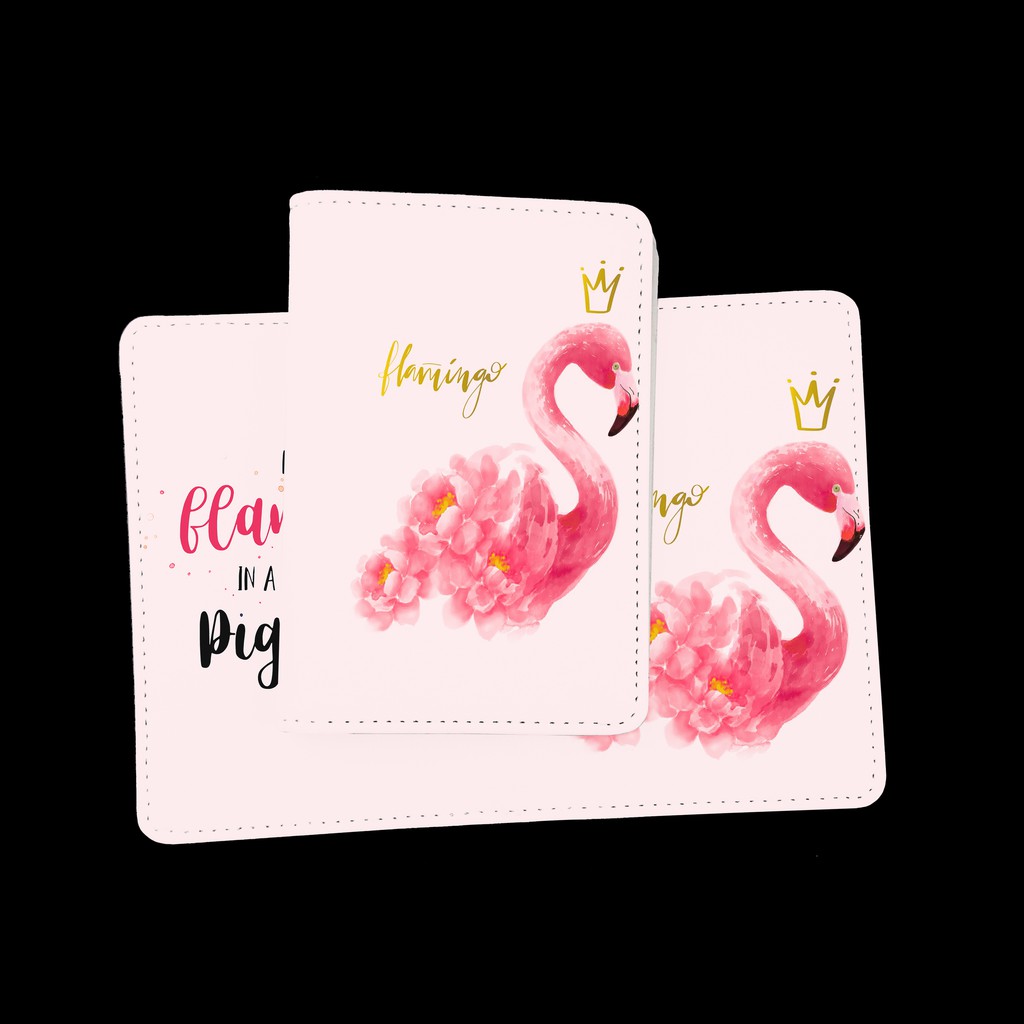 Bao Da Hộ Chiếu Và Phụ Kiện HỒNG HẠC - Ví Đựng Passport Du Lịch Cover Holder FLAMINGO Dễ Thương Cá Tính - LT022