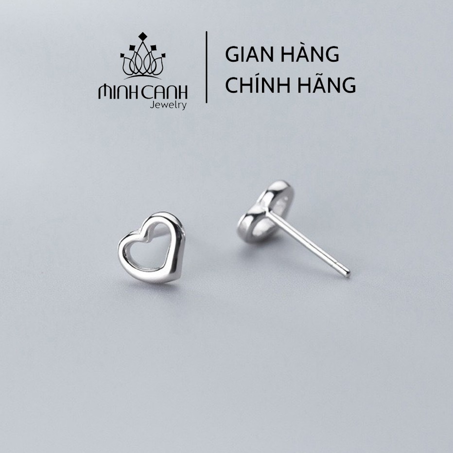 Hoa Tai Bạc Trái Tim Nhỏ Rỗng - Minh Canh Jewelry