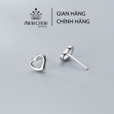 Hoa Tai Bạc Trái Tim Nhỏ Rỗng - Minh Canh Jewelry