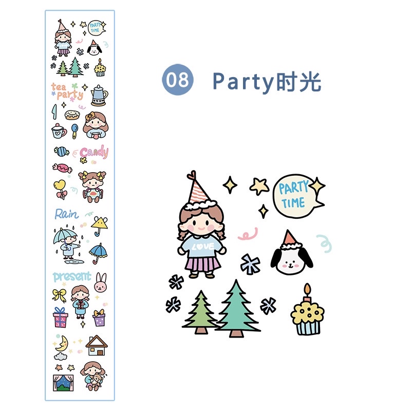 set sticker trang trí Nice time 8 chủ đề size 6 x 35 cm