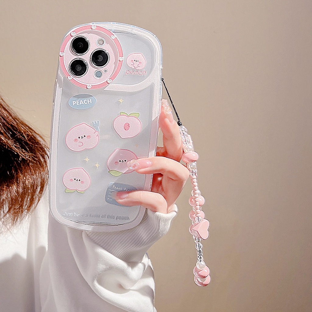 Ốp Điện Thoại Họa Tiết Trái Đào Kèm Dây Đeo Cho iPhone X XS XR XS max 13Proax 11 11 pro 11 pro max 12 12 12 pro 12 pro max