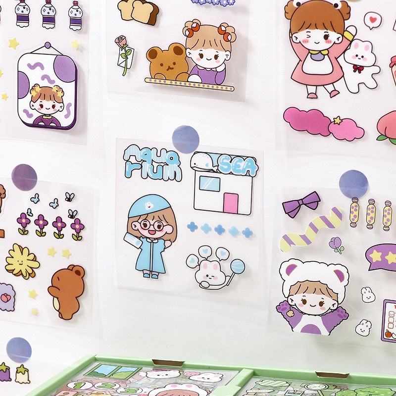 Sticker 100 tấm cute để trang trí sổ tay điện thoại ly cốc dễ thương
