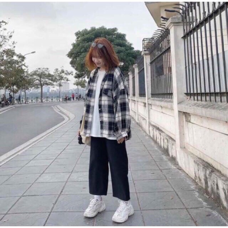 [Freeship] Áo Sơ Mi Dài Tay Nữ🦋 Sơ Mi Kẻ Tay Bồng KOREA Ulzzang Oversize Form Thụng Đẹp🦋