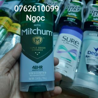 Lăn khử mùi Mitchum Men Triple Oder Defense Unscented 48h (96g ) - Hàng Mỹ