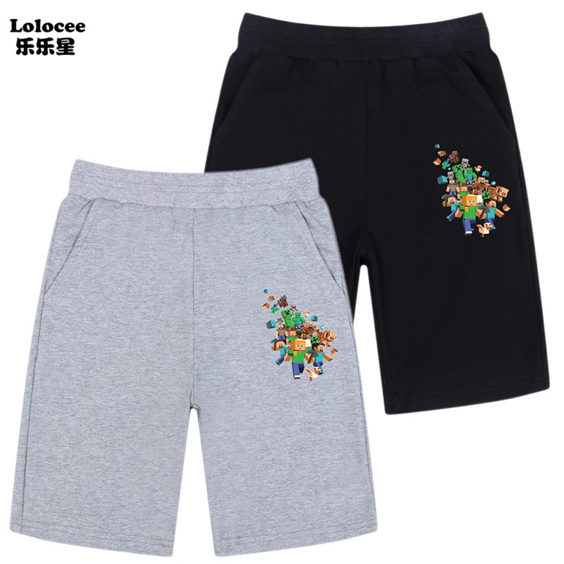 Quần ngắn thể thao Short Cotton In Họa Tiết Minecraft Cho Bé Trai