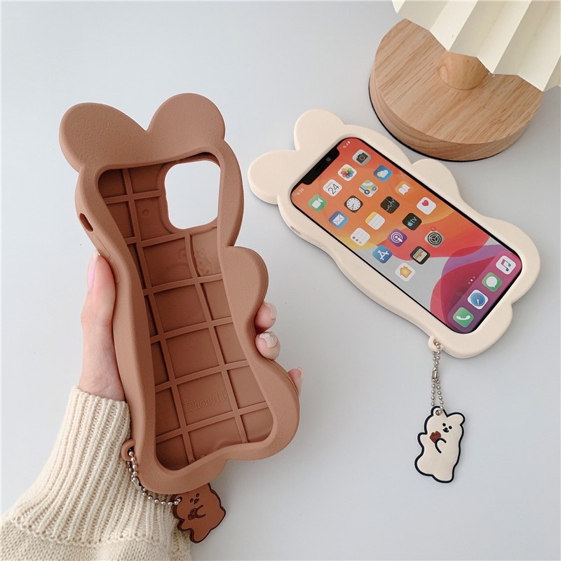 Ốp Lưng iPhone 7Plus/8Plus/XsMax/11/11ProMax/12/12Pro/12ProMax Silicon Hình Gấu Cookies