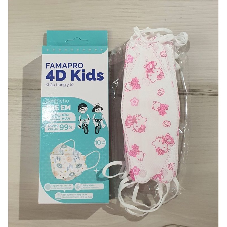 KHẨU TRANG Y TẾ FAMAPRO 4D KIDS SIÊU MỀM MƯỢT KHÁNG KHUẨN 99% DÀNH CHO TRẺ EM