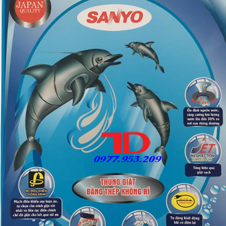 Miếng dán máy giặt SANYO, tem dán trang trí máy giặt SANYO mẫu 5