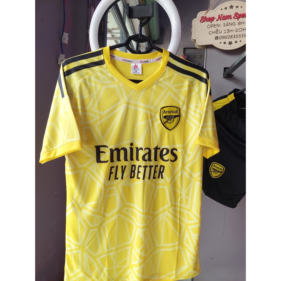 Bộ thể thao Arsenal vàng sân khách áo bóng đá 2022 cực đẹp