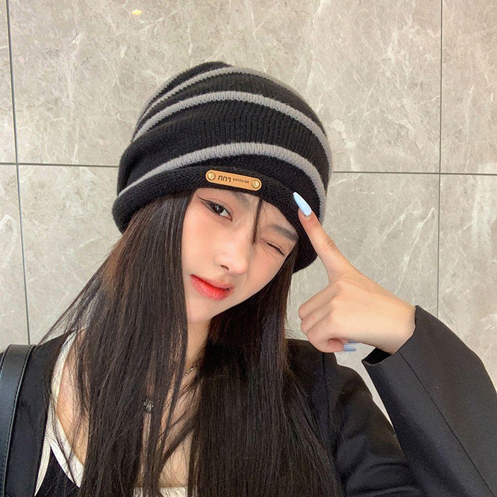 Mũ Len Polyester Họa Tiết Sọc Thời Trang Đường Phố WMES15H