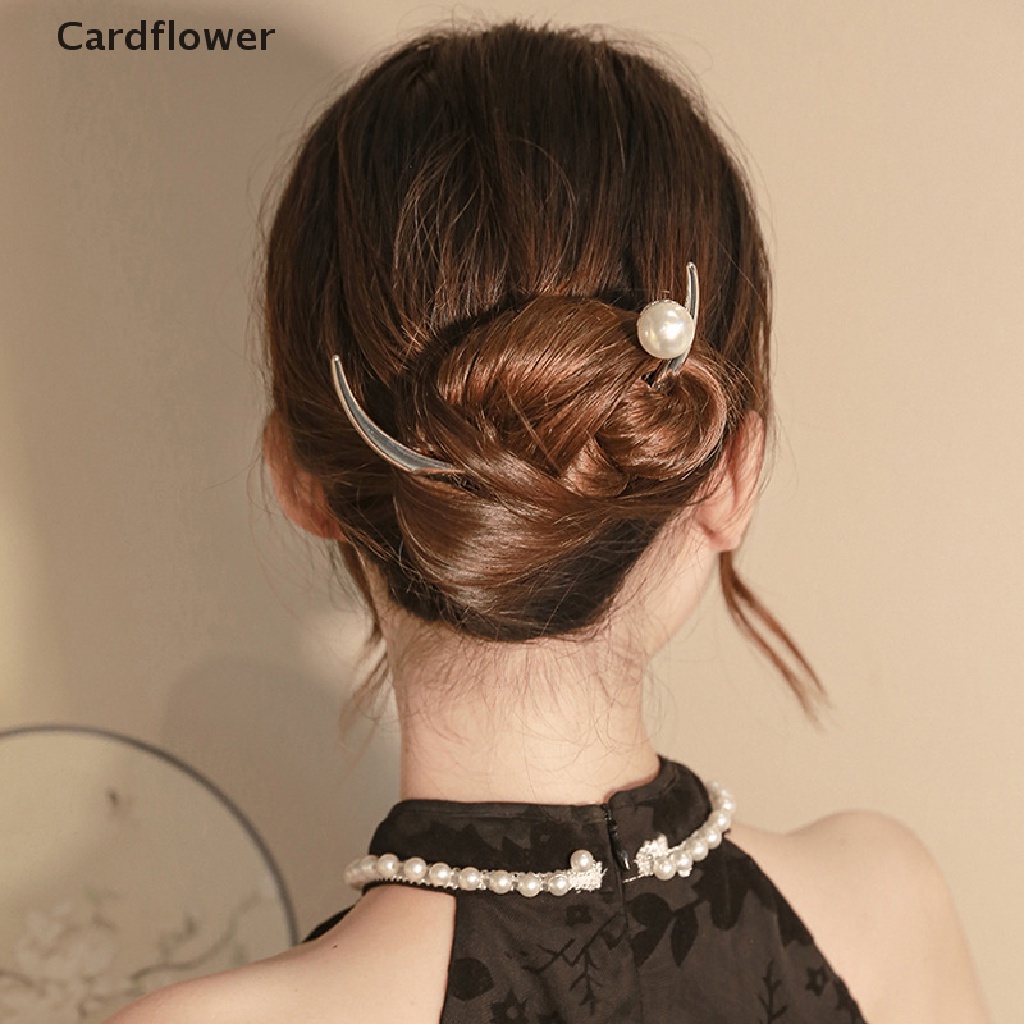 &lt; Cardflower &gt; Trâm Cài Tóc Xoăn Đính Ngọc Trai Phong Cách Trung Hoa Cổ Điển