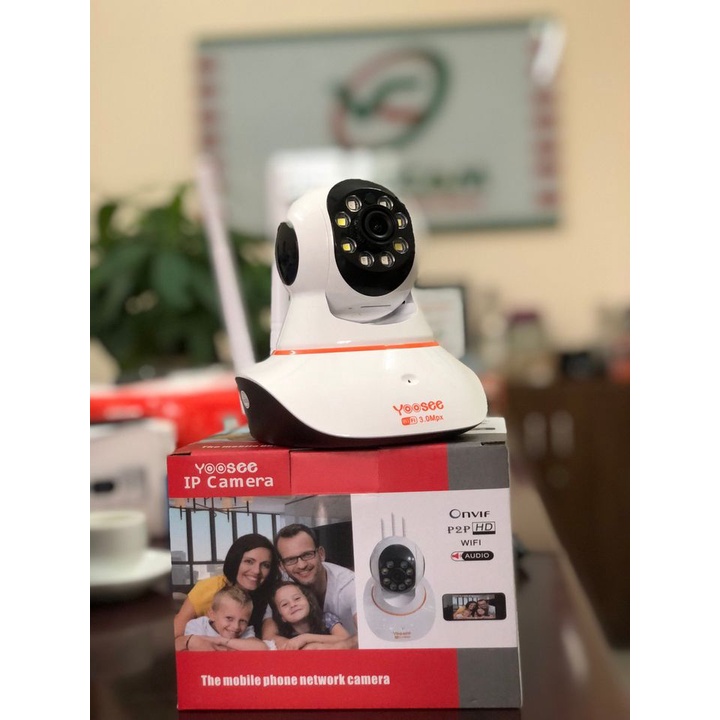 CAMERA IP WFI YOOSEE 3 RÂU 8 LED QUAY ĐÊM CÓ MÀU logo 3.0Mps - QUAY RÕ NGÀY VÀ ĐÊM - XOAY 360 ĐỘ