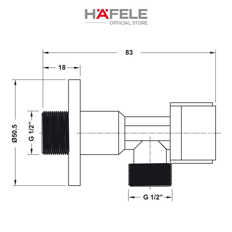 Van góc 1 đường nước Hafele Active  - 495.61.250