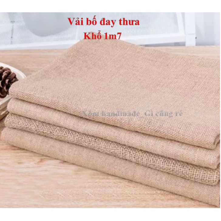 Vải bố đay thưa, khổ 1.7m, dài 1m, vải bố, vải đay, làm phông nền chụp ảnh, rèm cửa, handmade, decor, khăn trải bàn