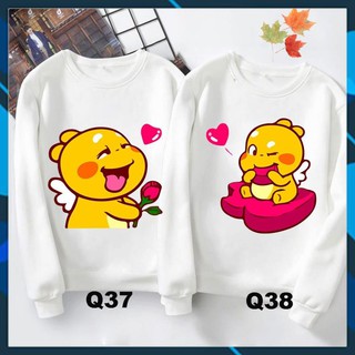 Áo nỉ đôi sweater nam nữ, áo cặp cute - áo qoobee thu đông loại 1