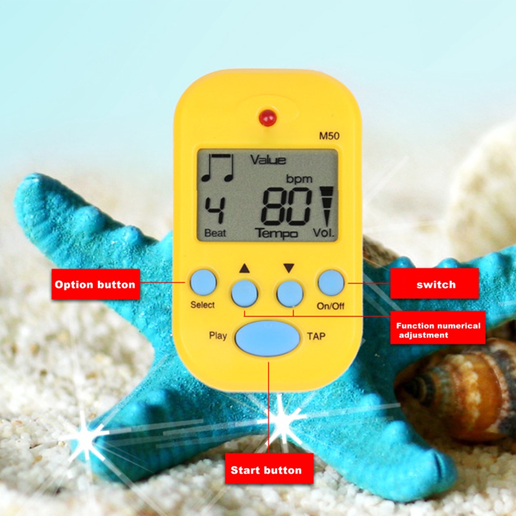 Máy đếm nhịp màn hình LCD kỹ thuật số bằng nhựa tiện dụng cho đàn guitar điện