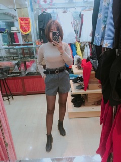 Quần đùi dạ kèm thắt lưng