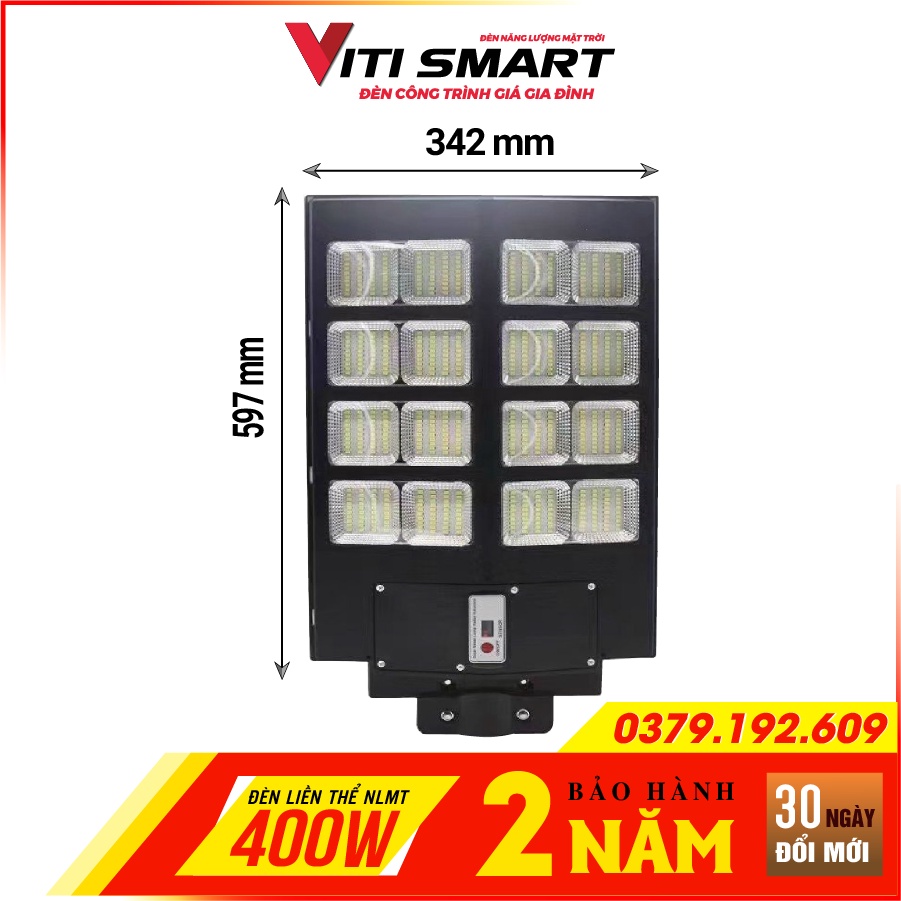 Đèn năng lượng mặt trời liền thể công suất 400W, BH 2 năm 30 ngày đổi trả. Chính Hãng Tiết Kiệm Điện tuổi thọ 10 năm
