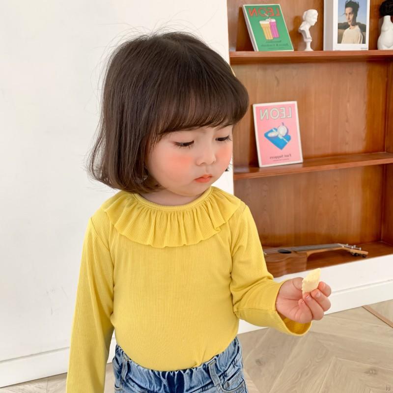 IU Autumn Baby Girl Cute Solid Color Long Sleeve Blouse Casual Kids Sweet Pullover Tops