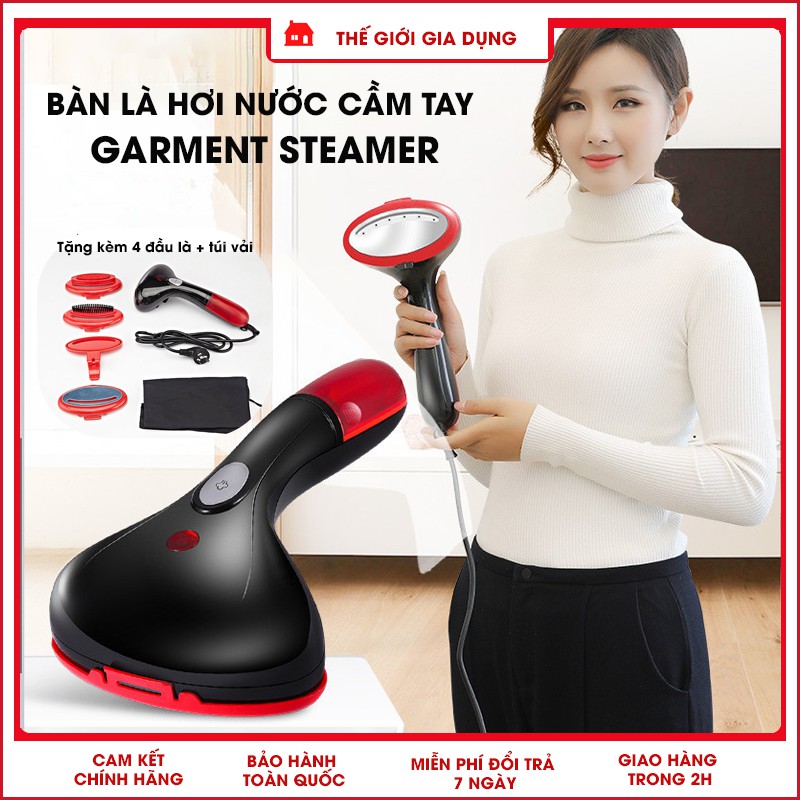 Bàn Là Hơi Nước Cầm Tay Cao Cấp GARMENT STEAMER Đỏ đen, bàn ủi hơi nước gấp gọn - Tiện lợi, chính hãng