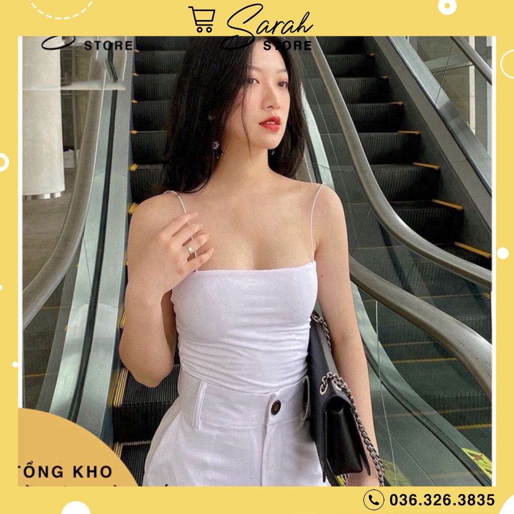 Áo 2 Dây Sợi Bún Có Đệm Ngực, 2 Dây Mảnh Dáng Lửng