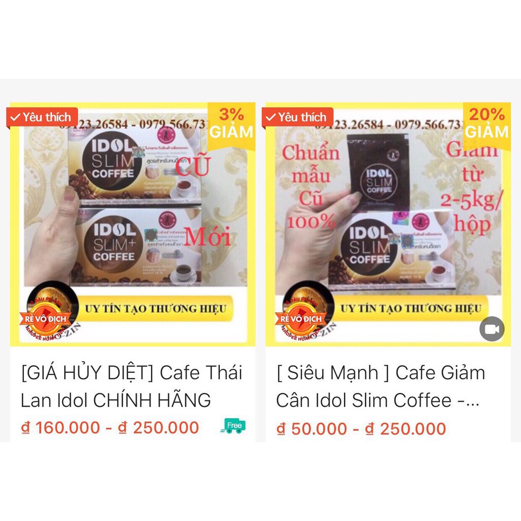 [cafe giảm cân ] idol slim ,idol Slim Coffee- mẫu cũ - (Hộp 10gói x 15g)