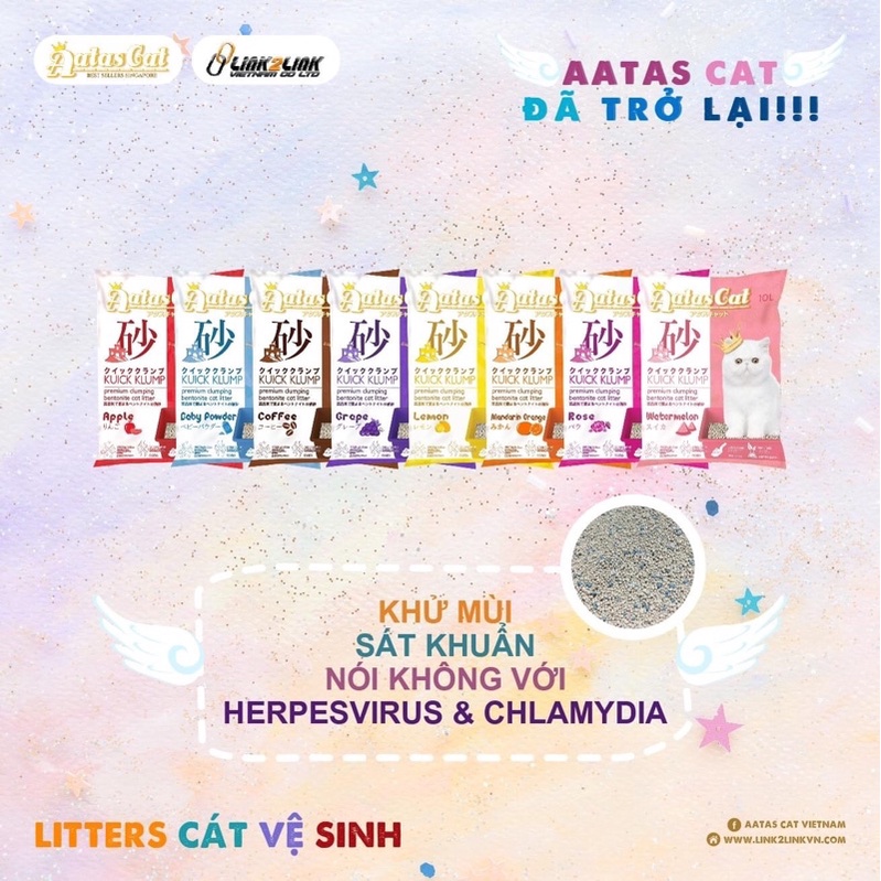 Cát Đất Sét AATAS CAT 10L _ Premium Clumping Bentonite Cat Litter
