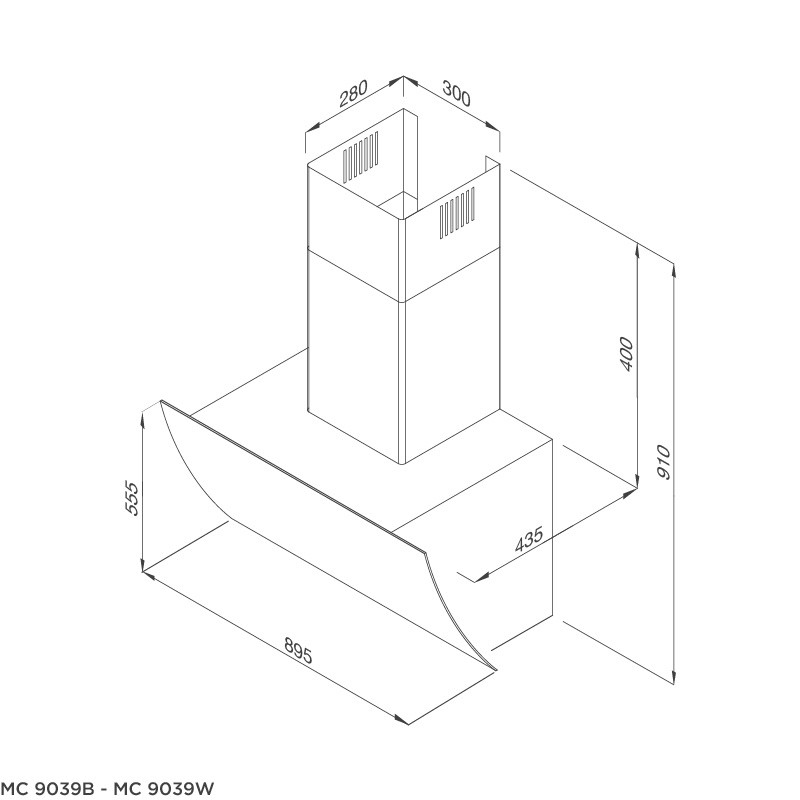 MÁY HÚT KHÓI ÁP TƯỜNG DẠNG NGHIÊNG MALLOCA MC 9039W