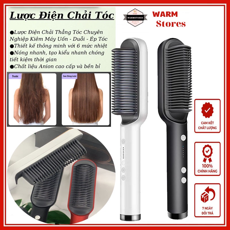 Lược Điện Chải Thẳng Tóc Chuyên Nghiệp Công Suất 45W Máy uốn duỗi tóc thông minh Hàn Quốc