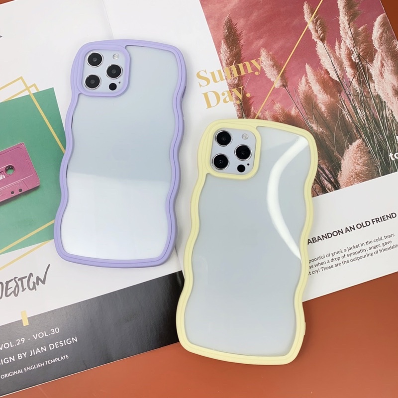 Ốp lưng iphone mây Dẻo bo viền 7/8/SE/11/12/13/Pro/Promax/Max màu vàng, tim pastel xinh nhẹ nhàng