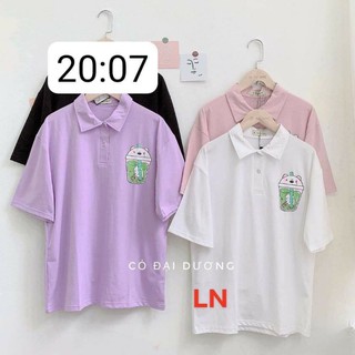 Áo pô lô lô gô trà sữa xanh .