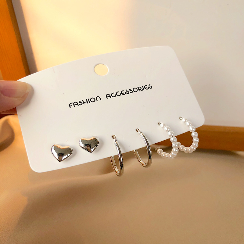 Set 6 bông tai bằng hợp kim phong cách Hàn Quốc thời trang cho nữ