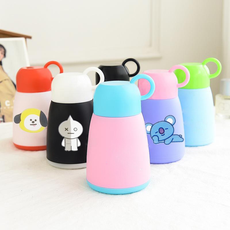 Bình nước pastel army BSNI1 300ml giữ nhiệt thuỷ tinh bọc nhựa bình đựng sữa chai đựng súp